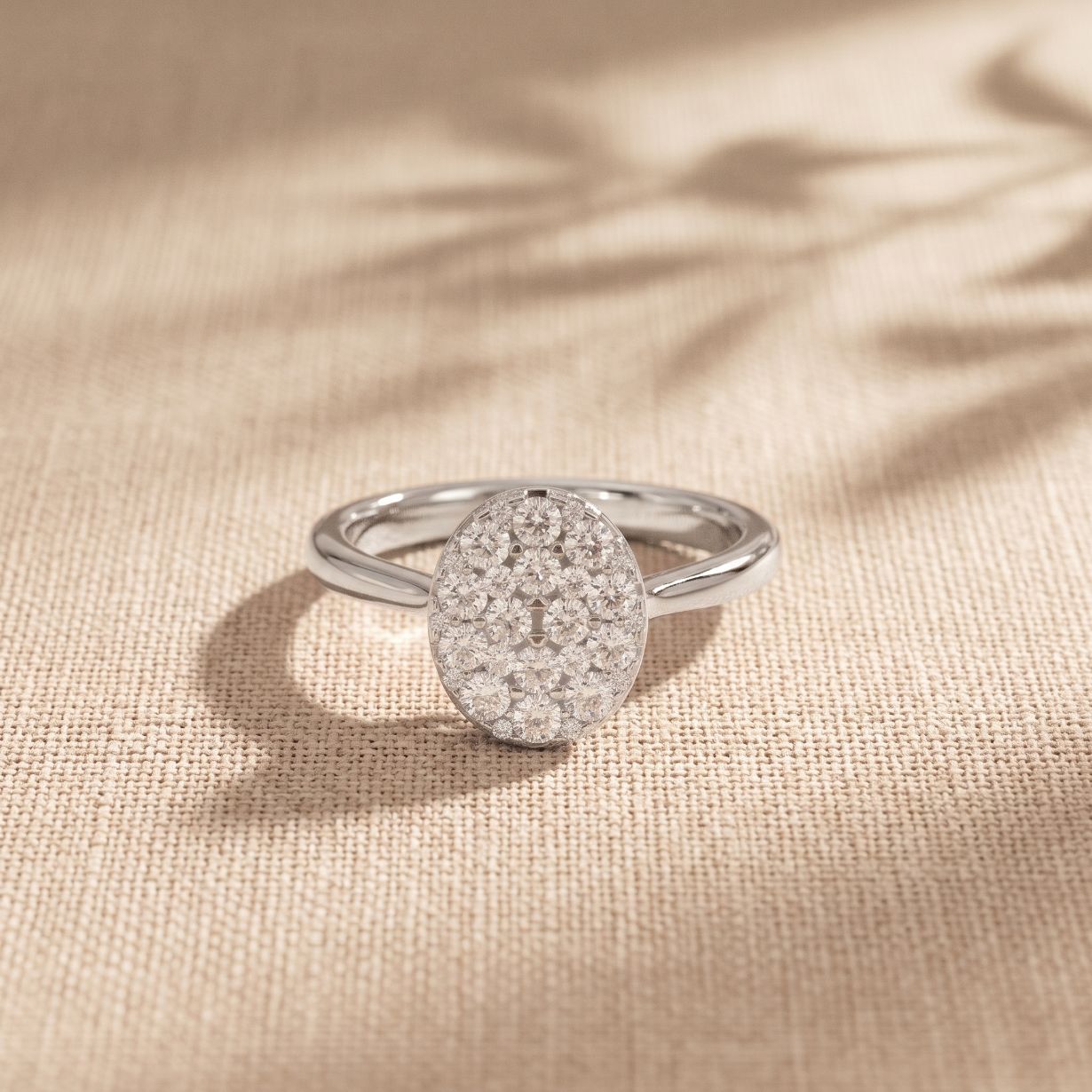 0.55 Ct Round Cut Moissanite Pavé Cluster Solitaire Ring for Women White