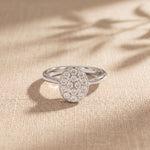 0.55 Ct Round Cut Moissanite Pavé Cluster Solitaire Ring for Women White