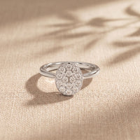 0.55 Ct Round Cut Moissanite Pavé Cluster Solitaire Ring for Women White