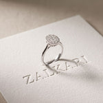 0.55 Ct Round Cut Moissanite Pavé Cluster Solitaire Ring for Women White