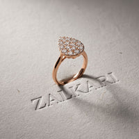 1.15 Ct Round Cut Moissanite Pavé Cluster Solitaire Ring for Women Rose Gold