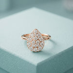 1.15 Ct Round Cut Moissanite Pavé Cluster Solitaire Ring for Women Rose Gold