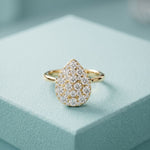 1.15 Ct Round Cut Moissanite Pavé Cluster Solitaire Ring for Women Gold
