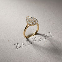 1.15 Ct Round Cut Moissanite Pavé Cluster Solitaire Ring for Women Gold