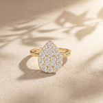 1.15 Ct Round Cut Moissanite Pavé Cluster Solitaire Ring for Women Gold