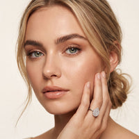 1.15 Ct Round Cut Moissanite Pavé Cluster Solitaire Ring for Women White