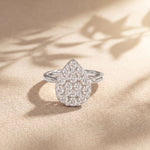 1.15 Ct Round Cut Moissanite Pavé Cluster Solitaire Ring for Women White