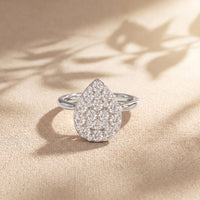 1.15 Ct Round Cut Moissanite Pavé Cluster Solitaire Ring for Women White
