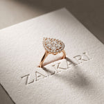 1.03 Ct Round Cut Moissanite Pear Shape Halo Cluster Ring for Women Rose Gold