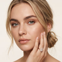 1.03 Ct Round Cut Moissanite Pear Shape Halo Cluster Ring for Women Rose Gold
