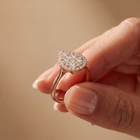 1.03 Ct Round Cut Moissanite Pear Shape Halo Cluster Ring for Women Rose Gold