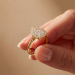 1.03 Ct Round Cut Moissanite Pear Shape Halo Cluster Ring for Women Gold