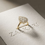 1.03 Ct Round Cut Moissanite Pear Shape Halo Cluster Ring for Women Gold