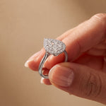 1.03 Ct Round Cut Moissanite Pear Shape Halo Cluster Ring for Women White