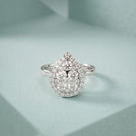 1.03 Ct Round Cut Moissanite Pear Shape Halo Cluster Ring for Women White