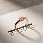 0.10 Ct Round Cut Modern Open Swirl Moissanite Ring Rose Gold