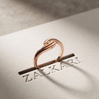 0.10 Ct Round Cut Modern Open Swirl Moissanite Ring Rose Gold
