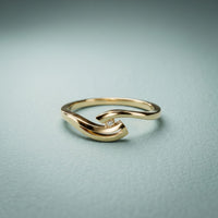 0.10 Ct Round Cut Modern Open Swirl Moissanite Ring Gold