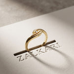 0.10 Ct Round Cut Modern Open Swirl Moissanite Ring Gold