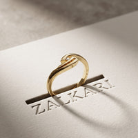 0.10 Ct Round Cut Modern Open Swirl Moissanite Ring Gold