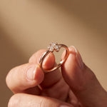 0.02 Ct Round Cut Floral Clover Moissanite Ring Rose Gold