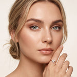 0.02 Ct Round Cut Floral Clover Moissanite Ring Rose Gold