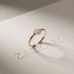 0.02 Ct Round Cut Floral Clover Moissanite Ring Rose Gold