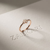 0.02 Ct Round Cut Floral Clover Moissanite Ring Rose Gold