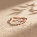 0.02 Ct Round Cut Floral Clover Moissanite Ring Rose Gold