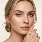 0.02 Ct Round Cut Floral Clover Moissanite Ring Gold