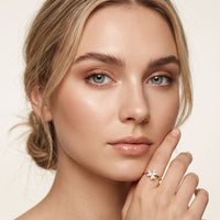 0.02 Ct Round Cut Floral Clover Moissanite Ring Gold