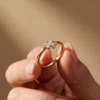 0.02 Ct Round Cut Floral Clover Moissanite Ring Gold