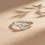 0.02 Ct Round Cut Floral Clover Moissanite Ring White