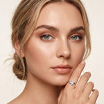 0.02 Ct Round Cut Floral Clover Moissanite Ring White