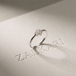 0.02 Ct Round Cut Floral Clover Moissanite Ring White
