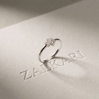 0.02 Ct Round Cut Floral Clover Moissanite Ring White