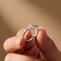 0.02 Ct Round Cut Floral Clover Moissanite Ring White
