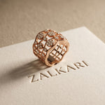 1.05 Ct Round Cut Openwork Bubble Moissanite Ring Rose Gold