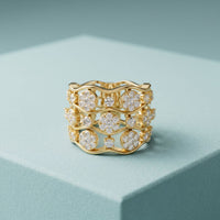 1.05 Ct Round Cut Openwork Bubble Moissanite Ring Gold