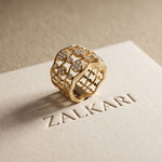 1.05 Ct Round Cut Openwork Bubble Moissanite Ring Gold