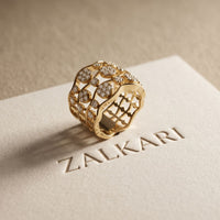 1.05 Ct Round Cut Openwork Bubble Moissanite Ring Gold