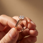 1.00 Ct Round Cut Vintage Filigree Moissanite Ring Rose Gold
