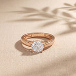 1.00 Ct Round Cut Vintage Filigree Moissanite Ring Rose Gold