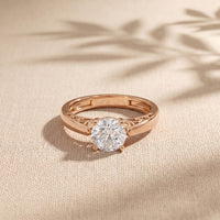 1.00 Ct Round Cut Vintage Filigree Moissanite Ring Rose Gold