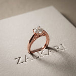 1.00 Ct Round Cut Vintage Filigree Moissanite Ring Rose Gold