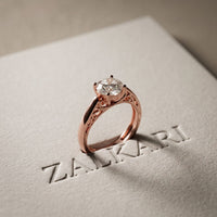 1.00 Ct Round Cut Vintage Filigree Moissanite Ring Rose Gold