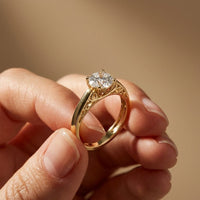 1.00 Ct Round Cut Vintage Filigree Moissanite Ring Gold