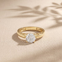 1.00 Ct Round Cut Vintage Filigree Moissanite Ring Gold