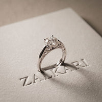 1.00 Ct Round Cut Vintage Filigree Moissanite Ring White