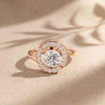 1.25 Ct Round Cut Floating Halo Moissanite Ring Rose Gold
